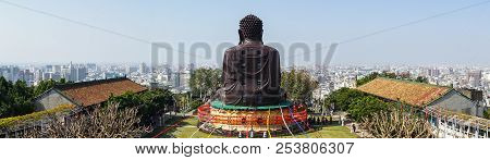 Changhua Cityscape Panorama View With The Back Of Baguashan Great Buddha Statue From Mount Bagua In 