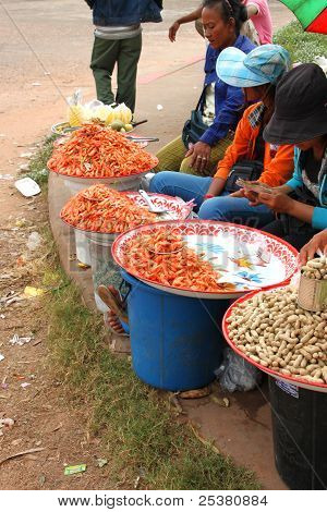 Comerciante en O smach tailandés - Combodia frontera