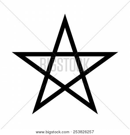 Pentagram Sign - Five-pointed Star. Magical Symbol Of Faith. Simple Flat Black Illustration