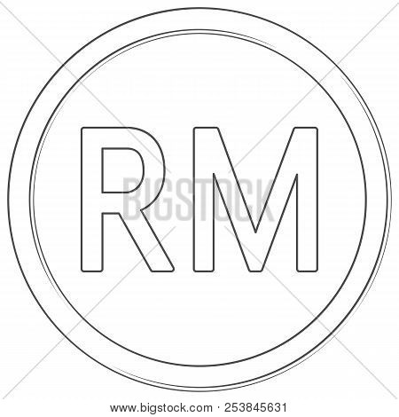 Vector Ringgit Sign. Lineart Icon. Thin Line Illustration On White Background