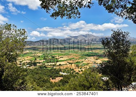 Panorama Of The Lasithi Plateau On Crete Island In Greece