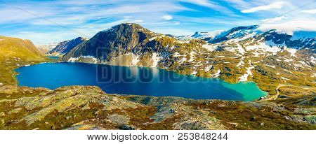 Panorama Of The Lake Djupvatnet On The Road To Mount Dalsnibba In Norway