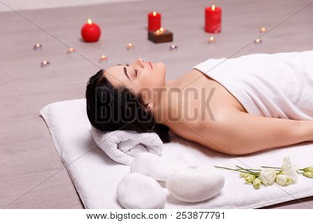 A Pleasing Massage With Candles. Spa Concept