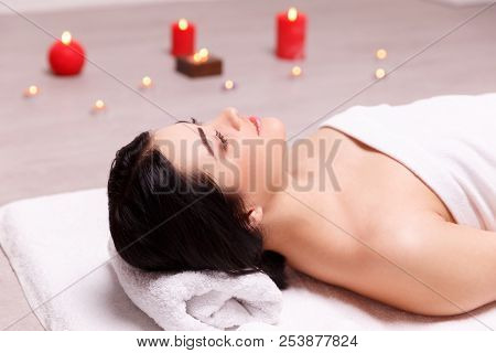 A Pleasing Massage With Candles. Spa Concept