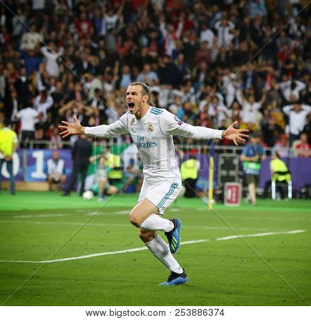Kyiv, Ukraine - May 26, 2018: Gareth Bale Of Real Madrid Celebrates After Scored A Goal During The U