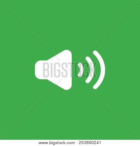 Flat Vector Icon Concept Of Sound On Symbol On Green Background.