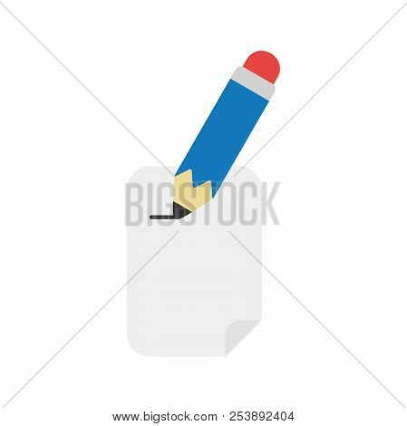 Flat Design Style Vector Illustration Concept Of Writing Paper With Blue Pen Symbol Icon On White Ba
