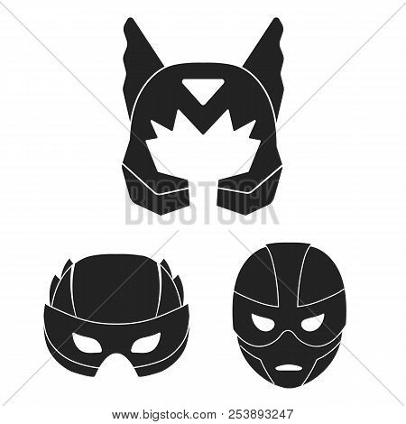 Carnival Mask Black Icons In Set Collection For Design.mask On The Eyes And Face Vector Symbol Stock