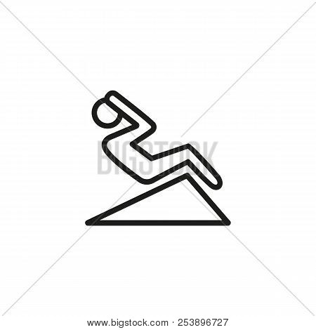 Man Doing Abs On Incline Bench Line Icon. Sit-ups, Crunches, Gym. Exercise Concept. Vector Illustrat