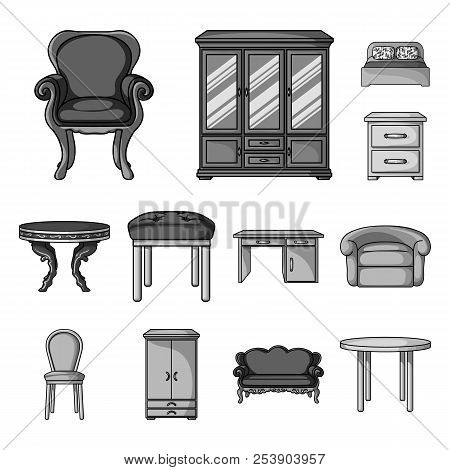 Furniture And Interior Monochrome Icons In Set Collection For Design.home Furniture Vector Symbol St
