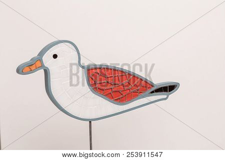 Mosaic Bird, Seagull. Decoration Handmade And Hand