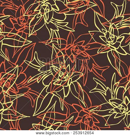 Vector Design With Flower Loach. Seamless Background Colors Of Autumn. Bright, Rich Design. Suitable