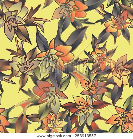 Vector Design With Flower Loach. Seamless Background Colors Of Autumn. Bright, Rich Design. Suitable