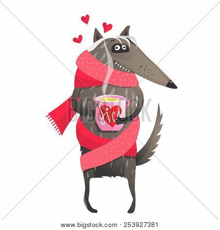 Funny Animal Wolf In Love Sick Taking Medicine.