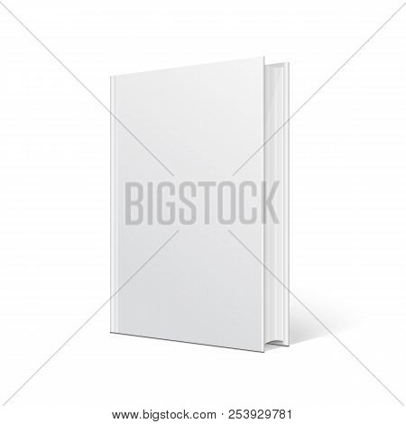Realistic White Book With A Blank Cover. Mock Up Of Rotated Book. Isolated Vector Illustration.