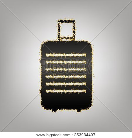 Baggage Sign Illustration. Vector. Blackish Icon With Golden Sta