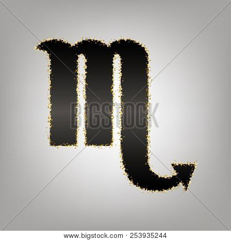 Scorpio Sign Illustration. Vector. Blackish Icon With Golden Sta