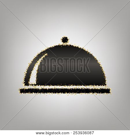 Server Sign Illustration. Vector. Blackish Icon With Golden Star