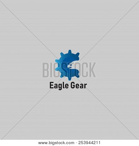 Blue Eagle Gear Logo Icon Vector Template