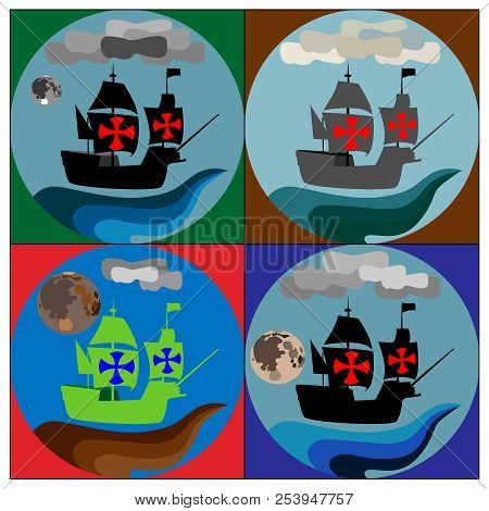 One Ship To Columbus Day In Four Different Colors