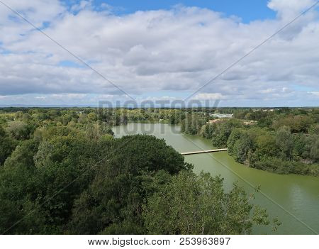 View On The Dombes River In The French Countryside