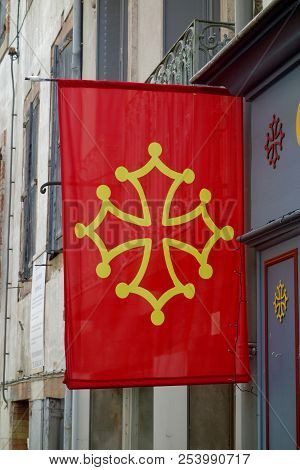 The Occitania Flag On A Street Shop.