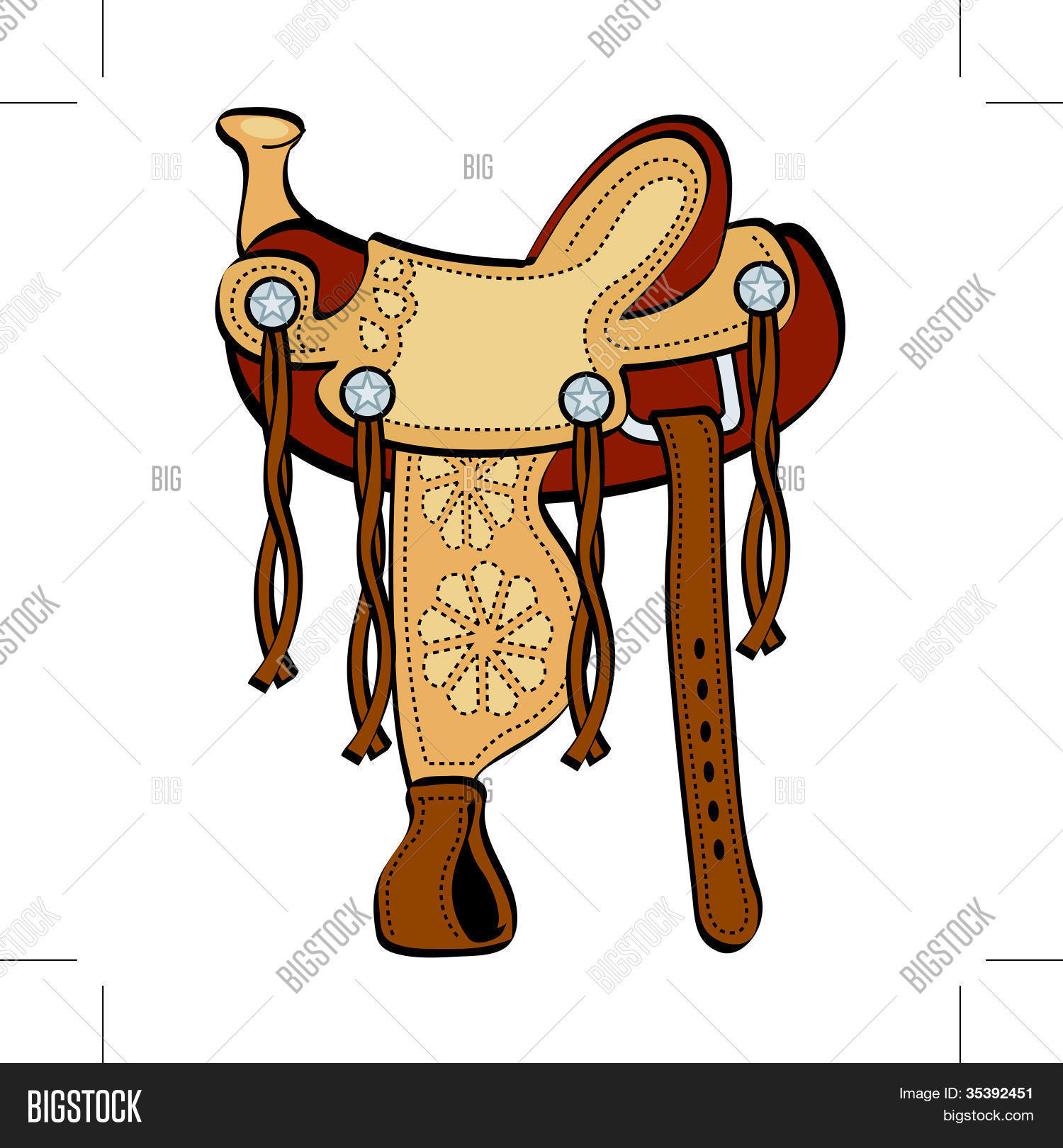 Saddle Cartoon Western Style Vector & Photo Bigstock