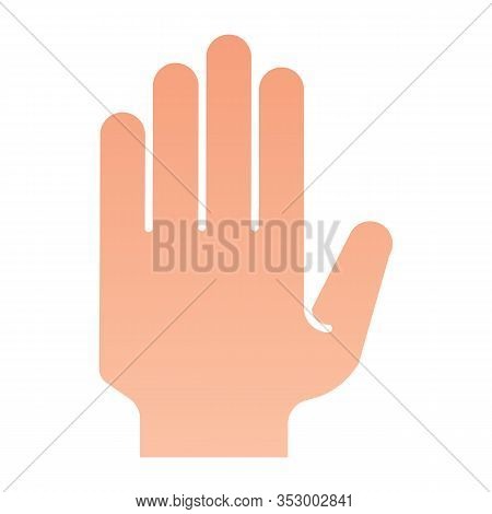 Hand With Open Fingers Flat Icon. Arm Gesture Vector Illustration Isolated On White. Five Fingers Up
