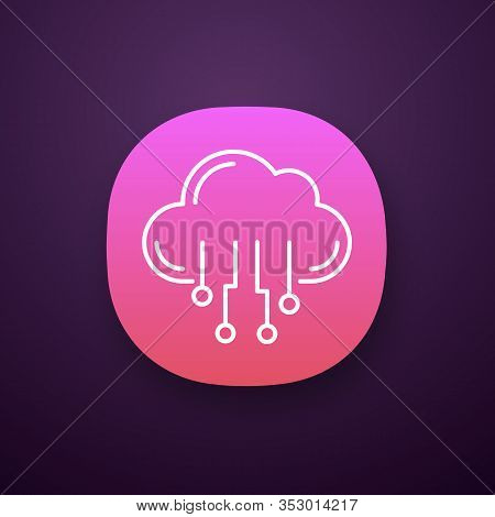 Cloud Computing App Icon. Ui Ux User Interface. Data Cloud. Artificial Intelligence. Database. Big D