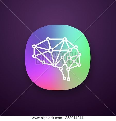 Artificial Intelligence App Icon. Ui Ux User Interface. Neural Network. Digital Brain. Neurotechnolo