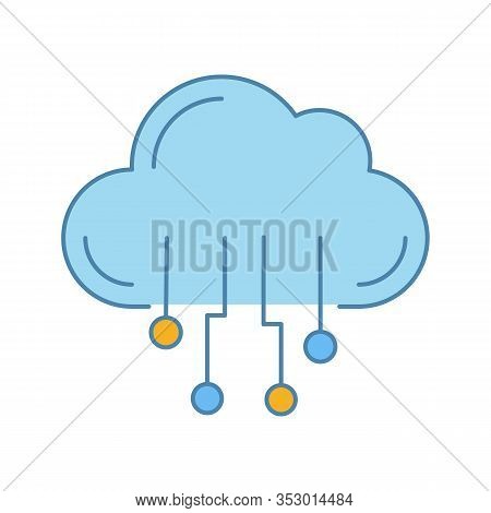 Cloud Computing Color Icon. Data Cloud. Cloud Network. Big Data. Database. Artificial Intelligence. 