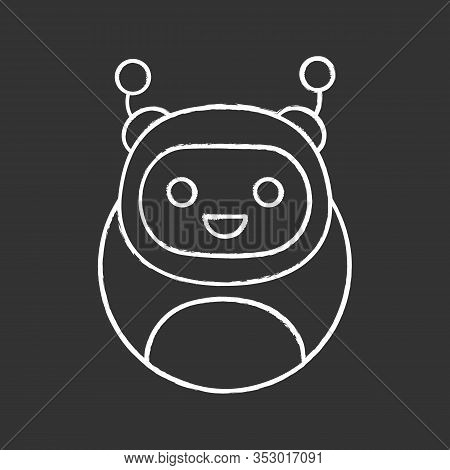 Chatbot Chalk Icon. Modern Robot. Talkbot. Online Helper. Virtual Assistant. Digital Service Support