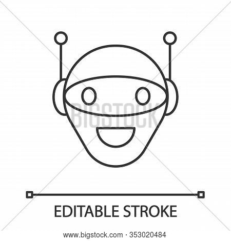 Chatbot Linear Icon. Thin Line Illustration. Talkbot. Modern Robot. Android Laughing Chat Bot. Virtu