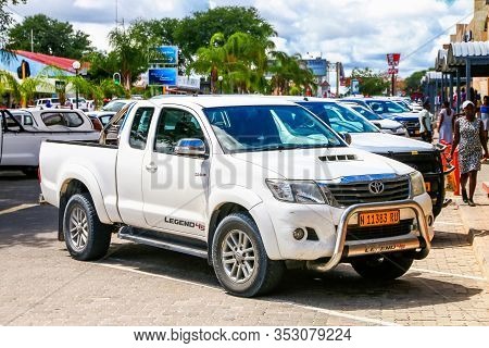 Rundu, Namibia - February 8, 2020: Pickup Truck Toyota Hilux In The Town Street.