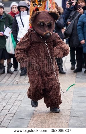Moscow, Russia Feb 27, 2020: Moscow Maslenitsa Festival. Traditional National Celebration In Russian