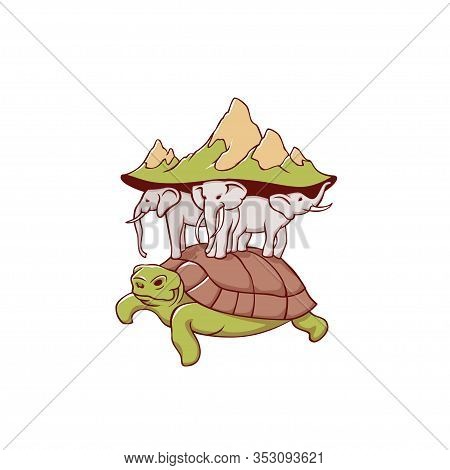 Cartoon Mythological Depiction Of Planet Earth Vector