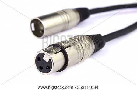 Xlr Connector For Microphone Cables Isolated Above White Background