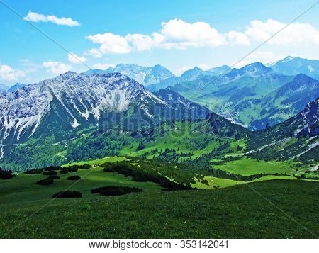 Gorgeous Views From The Schönberg (schonberg Or Schoenberg) Alpine Peak To The Liechtenstein And Aus