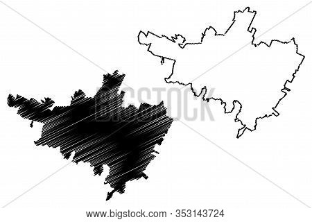Bologna City (italian Republic, Italy, Emilia-romagna) Map Vector Illustration, Scribble Sketch City