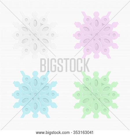 Paper Cut Flower Ornament Element. White Geometric Flower Cut From Paper. Wedding Decoration. Decora