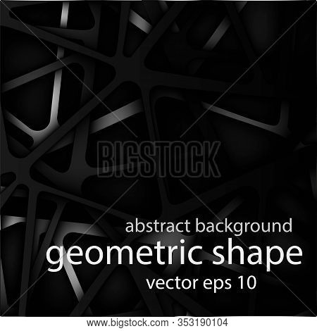 3d. Gray, Black, Geometric Background Of Cut Layers. Paper Design. Lines And Triangles. Poster, Bann