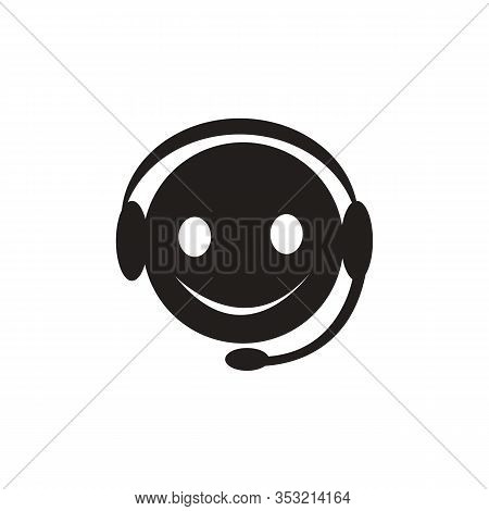 Customer Service Operator Flat Icon. Man With Headset Linear Style Sign For Mobile Concept And Web D