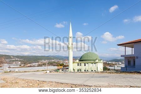 Antalya, Turkey - February 4:  Mustafa Ersoy Mosque In Turkler Is In The Province Of Alanya, Souther