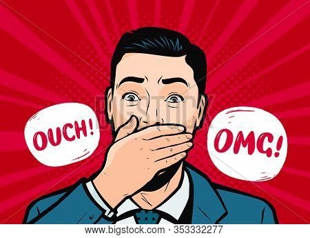 Surprised Businessman. Retro Comic Pop Art Vector Illustration