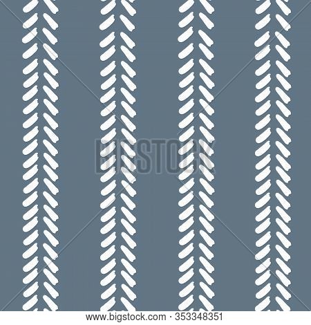 Blue Geometric Abstract V Shaped Line Pattern. Seamless Repeat.
