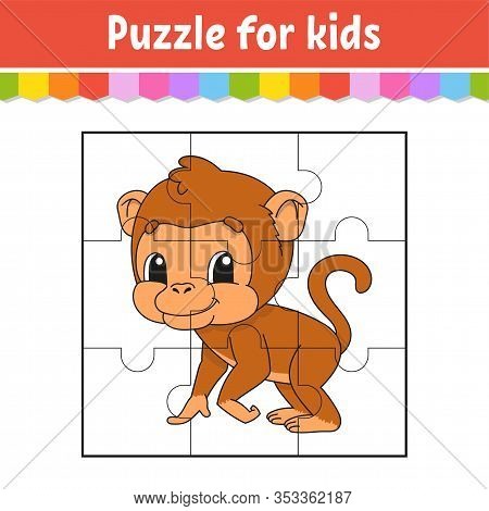 Puzzle Game For Kids. Brown Monkey. Education Worksheet. Color Activity Page. Riddle For Preschool. 