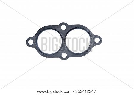 Gasket Automobile Paronitic Exhaust Manifold With Metal Inserts Auto Parts On A White Background Clo