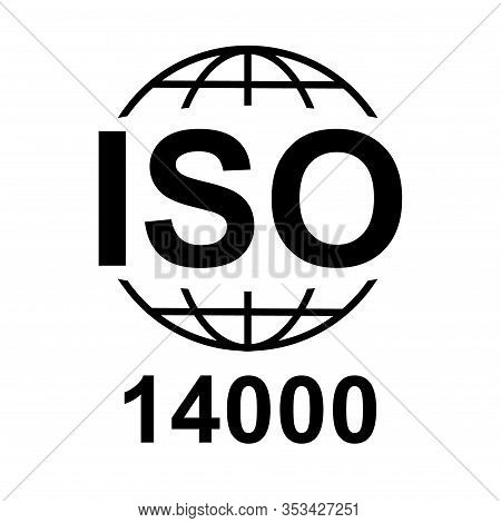 Iso 14000 Icon. Standard Quality Symbol. Vector Button Isolated On Black Background