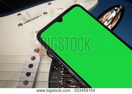 Electric Guitar With Chroma Green Mobile Phone