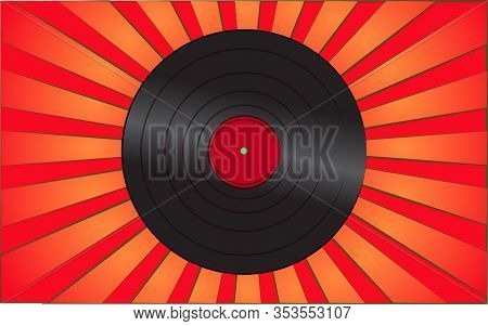 Retro Old Antique Hipster Musical Vinyl Record From The 70s, 80s, 90s, 2000s Against A Background Of